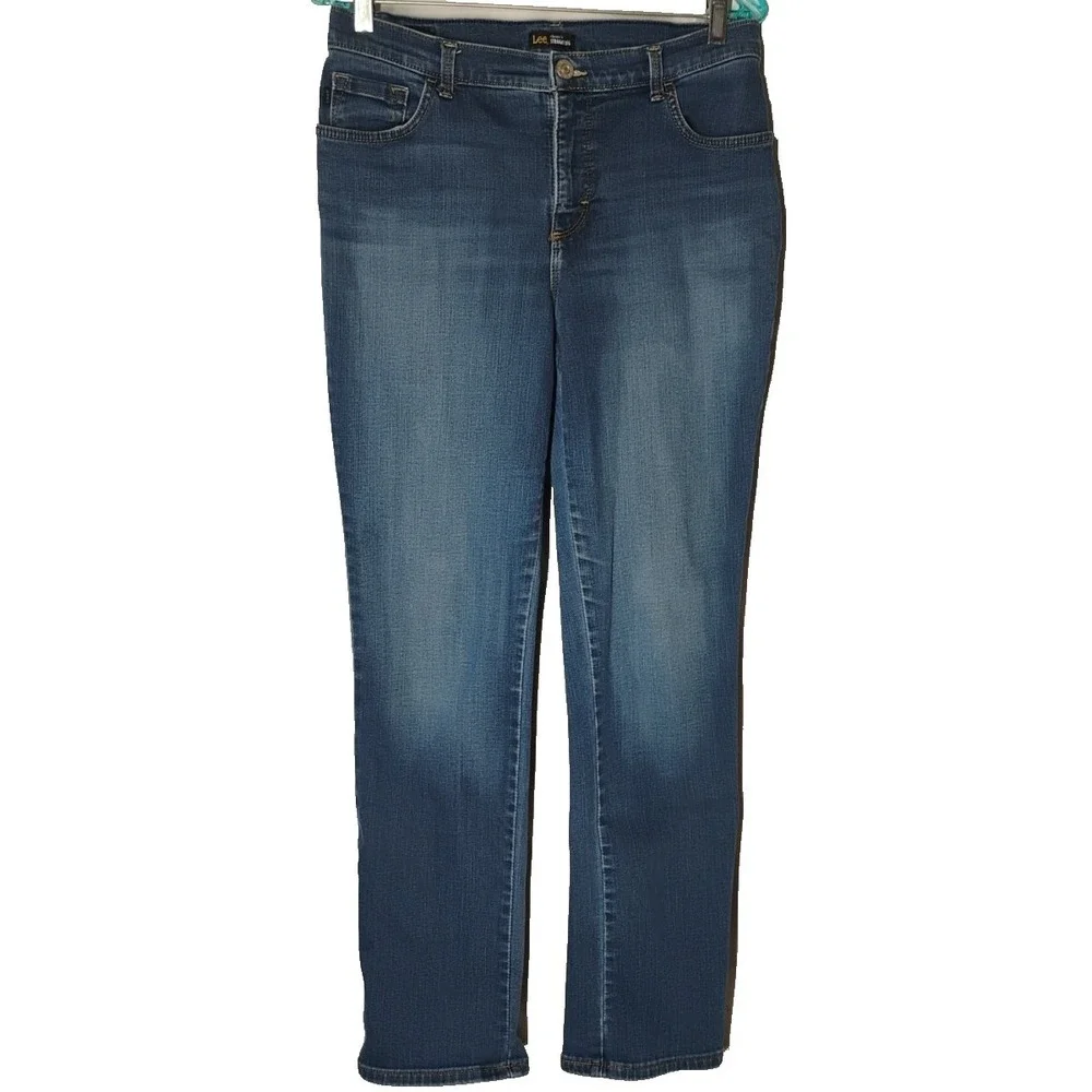 Lee Classic‎ Fit Women's 30x29 Straight Leg Stretch Denim Blue Jeans Dark